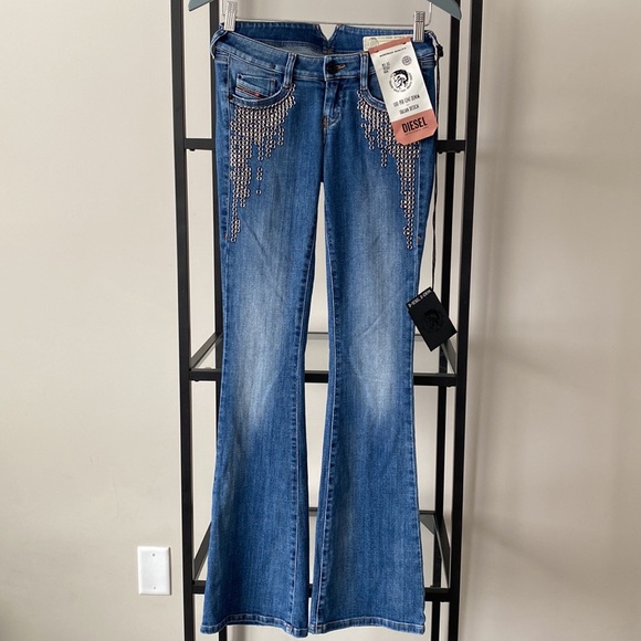 Diesel Jeans D Clayre Bootcut Low Waist Jeans with Studded Details NWT - Picture 5 of 15